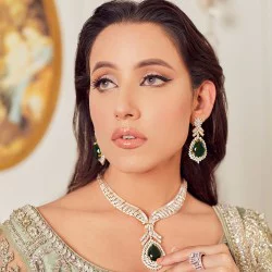 ZGJ1356 925 Sterling Silver Emerald Jewellery Set