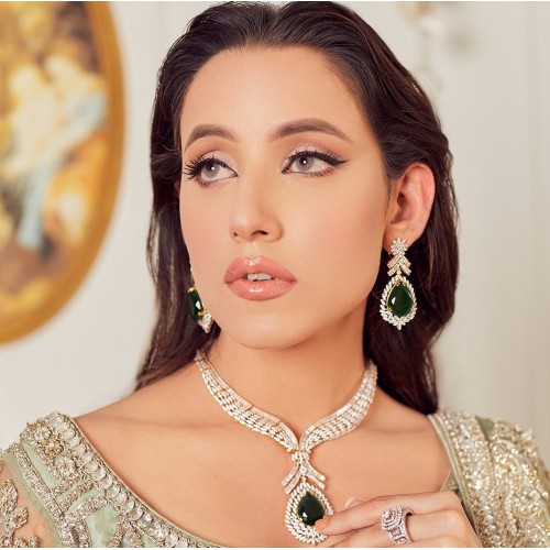 ZGJ1356 925 Sterling Silver Emerald Jewellery Set