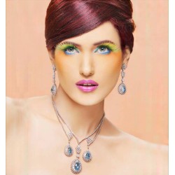 ZGJ1396 925 Sterling Silver Light Sapphire Necklace and Earrings