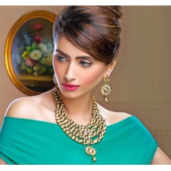 ZGJ1401 925 Sterling Silver Kundan Necklace and Earrings