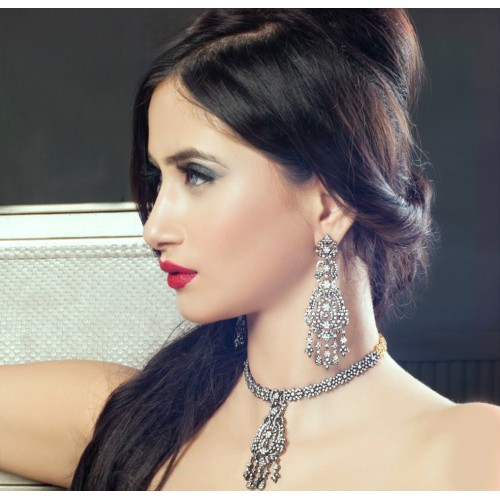 ZGJ1408 925 Sterling Silver Zircon Necklace and Earrings