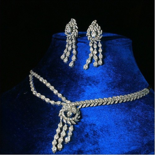 ZGJ1410 925 Sterling Silver Zircon Necklace and Earrings