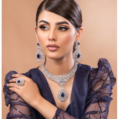 ZGJ1416 925 Sterling Silver Sapphire Jewellery Set