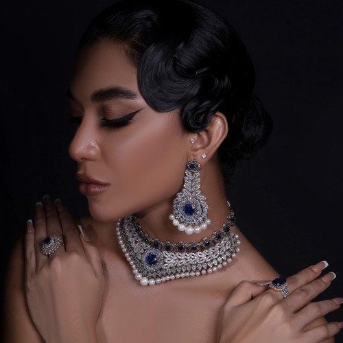 ZGJ1441 925 Sterling Silver Dark Indigo Jewellery Set