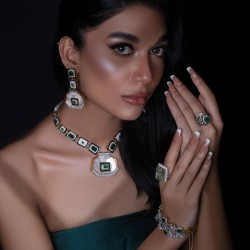 ZGJ1442 925 Sterling Silver Emerald Jewellery Set