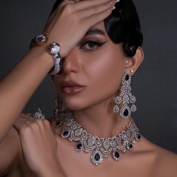 ZGJ1443 925 Sterling Silver Dark Indigo Jewellery Set