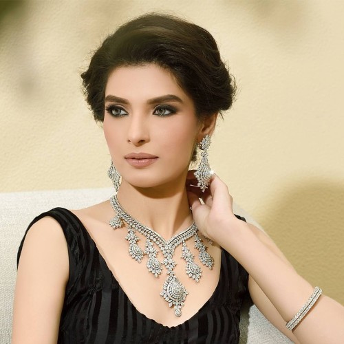ZGJ1487 925 Sterling Silver Zircon Necklace and Earrings