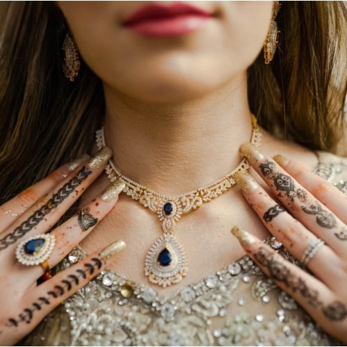 ZGJ1495 925 Sterling Silver Dark Indigo Jewellery Set