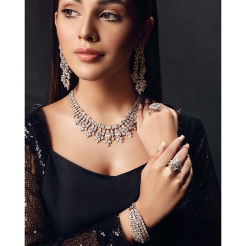 ZGJ1501 925 Sterling Silver Zircon Jewellery Set