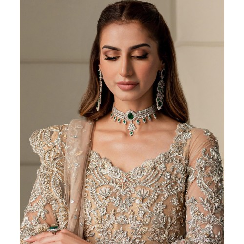 ZGJ1516 925 Sterling Silver Emerald Jewellery Set