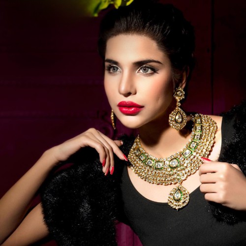 ZGJ1578 925 Sterling Silver Diamond Polki Necklace and Earrings