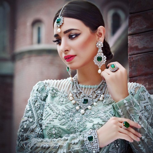ZGJ1589 925 Sterling Silver Emerald Jewellery Set