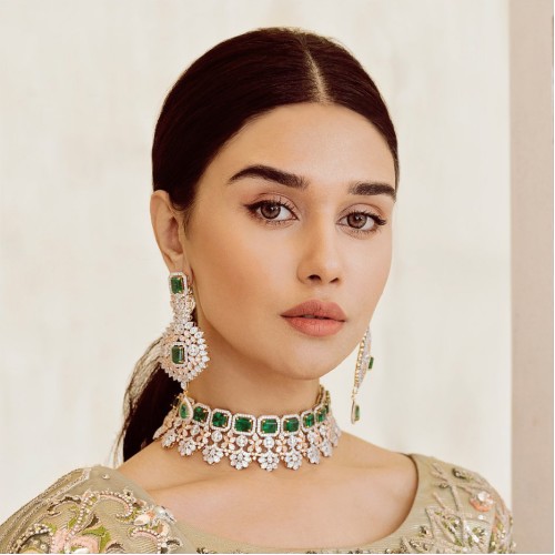 ZGJ1615 925 Sterling Silver Emerald Choker and Earrings ZGJ1615 925 Sterling Silver Emerald Choker and Earrings