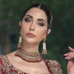 ZGJ1636 925 Sterling Silver Garnet Choker and Jhumka ZGJ1636 925 Sterling Silver Garnet Choker and Jhumka