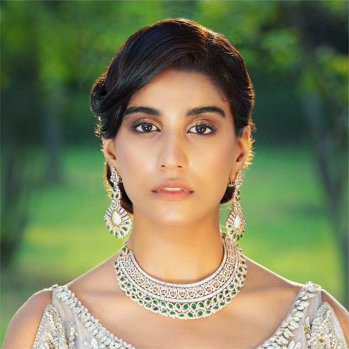 ZGJ1637 925 Sterling Silver Emerald Necklace and Earrings ZGJ1637 925 Sterling Silver Emerald Necklace and Earrings