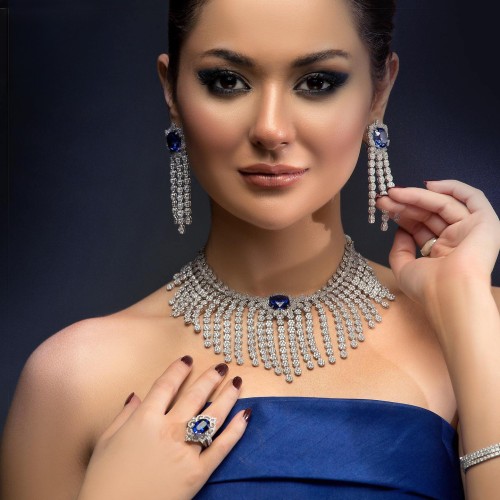 ZGJ1655 925 Sterling Silver Dark Indigo Jewellery Set