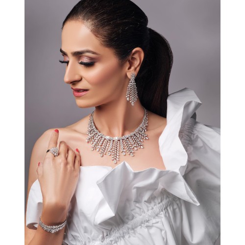 ZGJ1675 925 Sterling Silver Zircon Jewellery Set