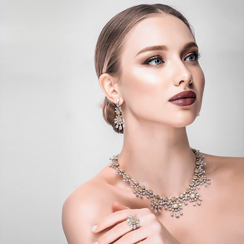 ZGJ1677 925 Sterling Silver Champagne Jewellery Set