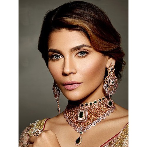 ZGJ1775 925 Sterling Silver Emerald Bridal Jewellery Set
