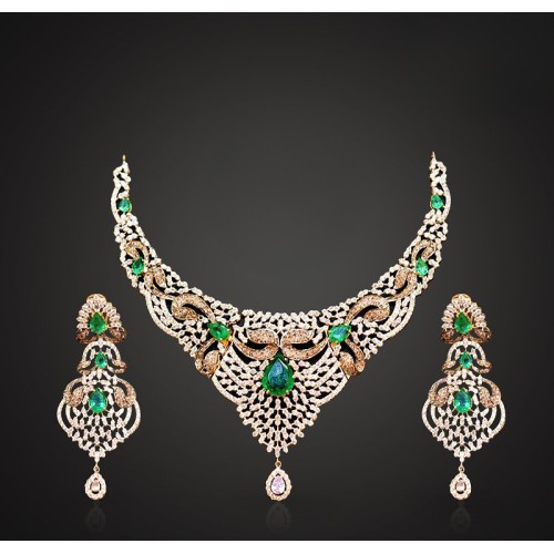 ZGJ1779 925 Sterling Silver Emerald Necklace and Earrings ZGJ1779 925 Sterling Silver Emerald Necklace and Earrings