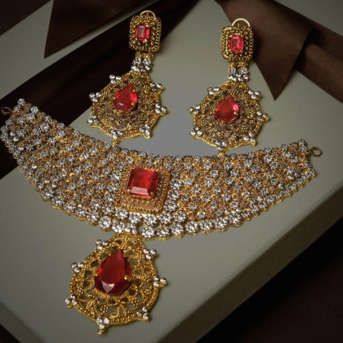ZGJ1789 925 Sterling Silver Light Siam Necklace and Earrings