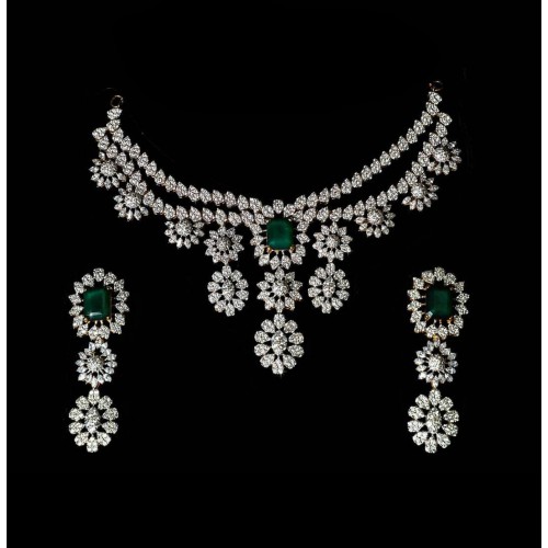 ZGJ1790 925 Sterling Silver Emerald Necklace and Earrings ZGJ1790 925 Sterling Silver Emerald Necklace and Earrings