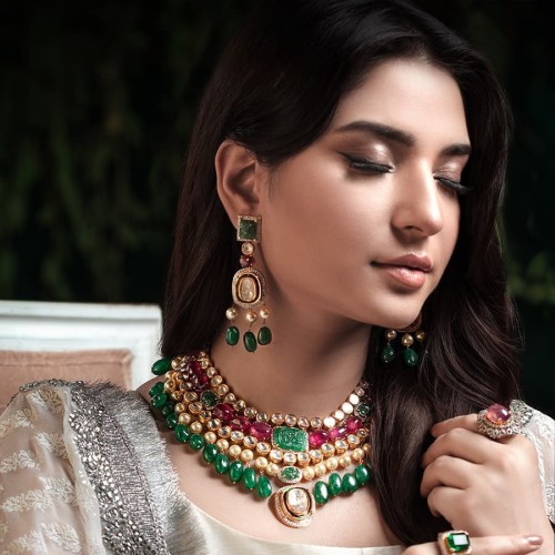 ZGJ1801 925 Sterling Silver Diamond Polki Bridal Jewellery Set ZGJ1801 925 Sterling Silver Diamond Polki Bridal Jewellery Set