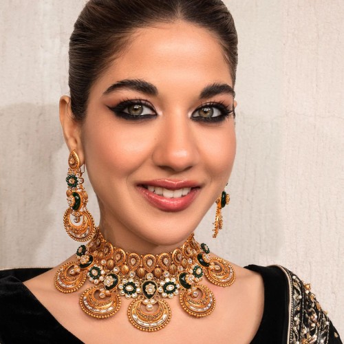 ZGJ1854 925 Sterling Silver Kundan Bridal Jewellery Set