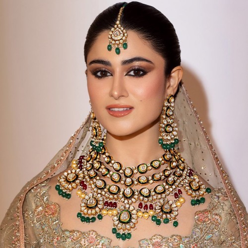 ZGJ1856 925 Sterling Silver Diamond Polki Bridal Jewellery Set