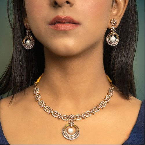 ZGJ1864 925 Sterling Silver Pearl Necklace and Earrings