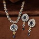 ZGJ1886 925 Sterling Silver Dark Indigo Necklace and Earrings