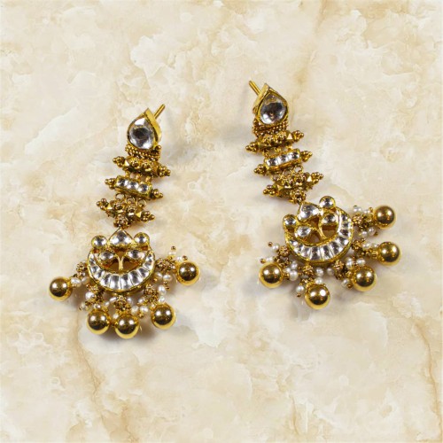 ZGJ1891 925 Sterling Silver Diamond Polki Earrings ZGJ1891 925 Sterling Silver Diamond Polki Earrings