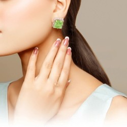 ZGJ1901 925 Sterling Silver Peridot Earrings