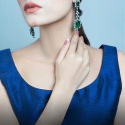 ZGJ1904 925 Sterling Silver Emerald Earrings