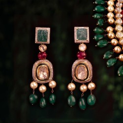 ZGJ1907 925 Sterling Silver Diamond Polki Earrings