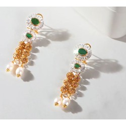 ZGJ1915 925 Sterling Silver Emerald Pearl Earrings ZGJ1915 925 Sterling Silver Emerald Pearl Earrings