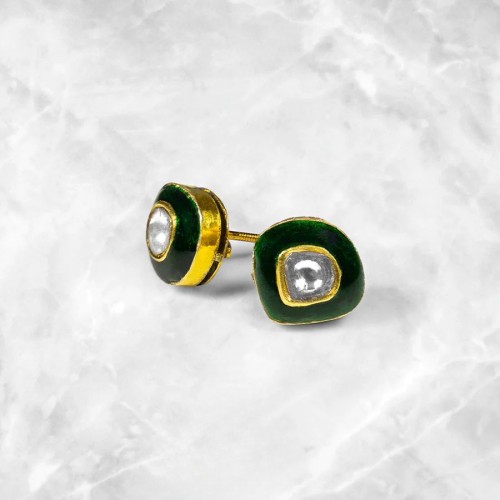 ZGJ1928 925 Sterling Silver Kundan Stud Earrings