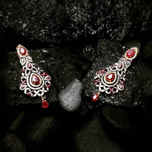 ZGJ1950 925 Sterling Silver Siam Fuchsia Earrings