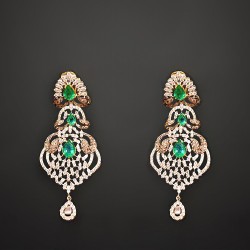 ZGJ1951 925 Sterling Silver Emerald Earrings