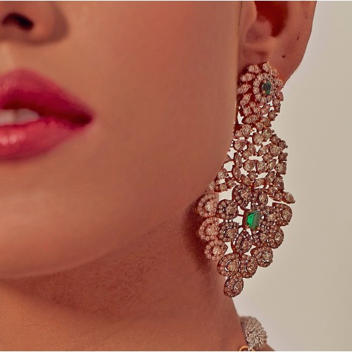 ZGJ2047 925 Sterling Silver Emerald Earrings