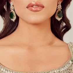 ZGJ2049 925 Sterling Silver Emerald Earrings