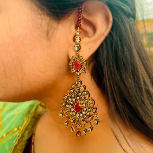 ZGJ2052 925 Sterling Silver Kundan Earrings