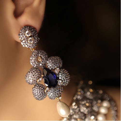 ZGJ2077 925 Sterling Silver Sapphire Earrings