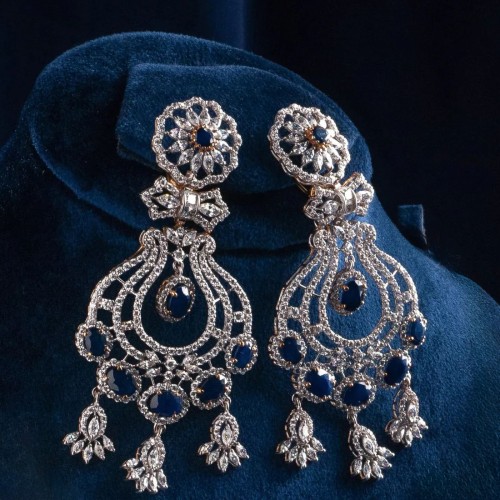 ZGJ2106 925 Sterling Silver Sapphire Earrings