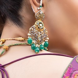 ZGJ2116 925 Sterling Silver Emerald Pearl Earrings