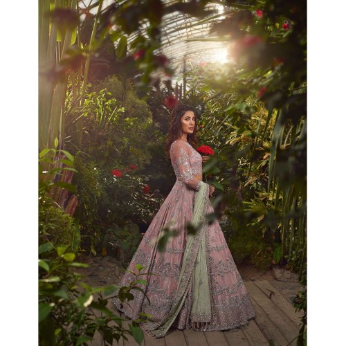 Tea Rose Forsythia Lehenga
