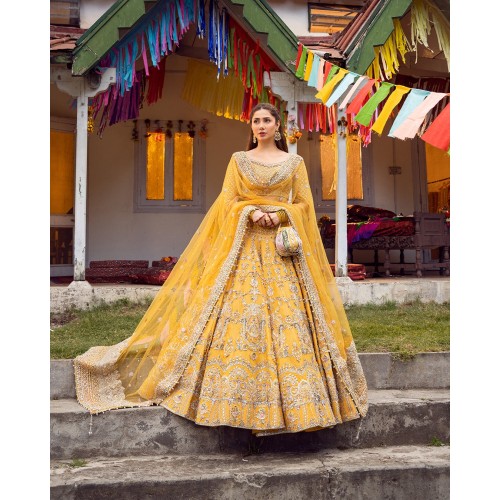 Amber Forsythia Lehenga