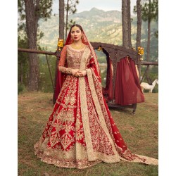Pigment Red Forsythia Lehenga