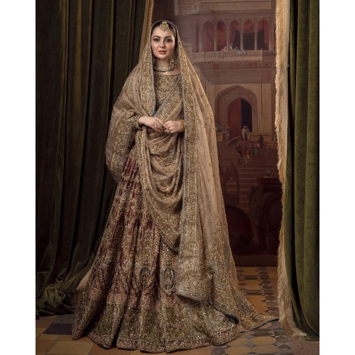 Chestnut Forsythia Lehenga