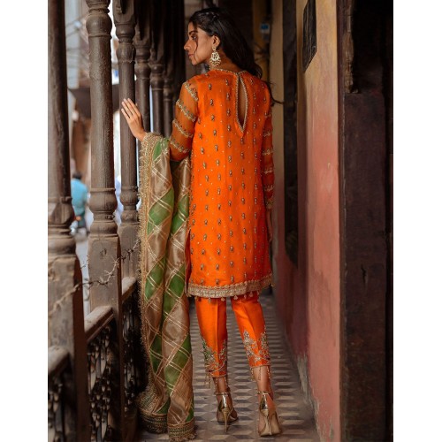 Blaze Orange Forsythia Party Wear